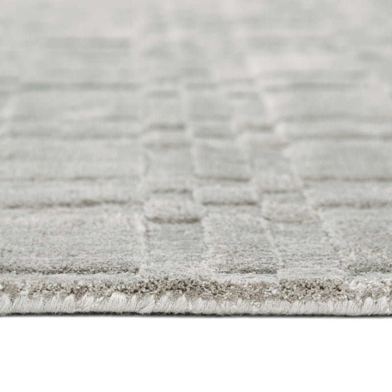 Premium Silver Viscose Silk Blocks Rug