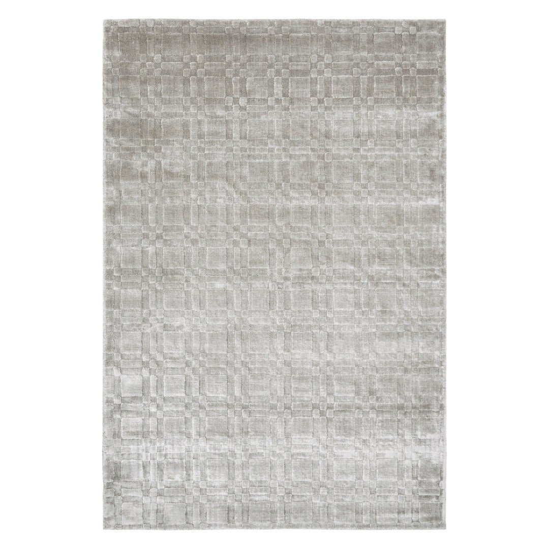 Premium Silver Viscose Silk Blocks Rug