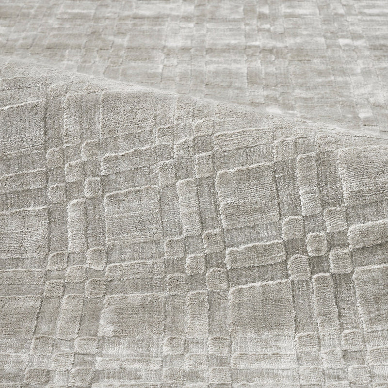 Premium Silver Viscose Silk Blocks Rug