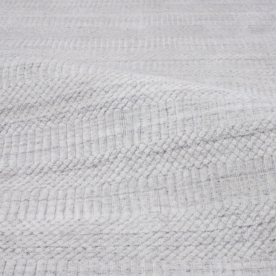 White Viscose Silk Rug