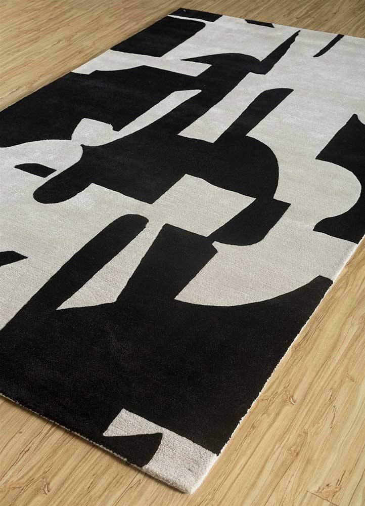 Black Beige Wool Rug | Elegant Black Beige Rug | ROYAL COTTAGE