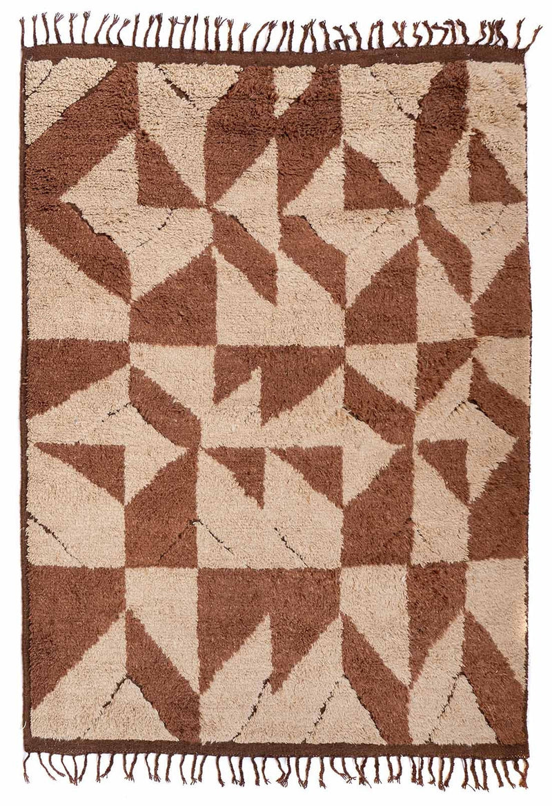 Beige Wool Rug | Rust Geometric Rug | ROYAL COTTAGE