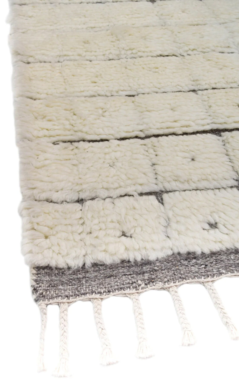 Ivory & Charcoal Checkered Wool Rug