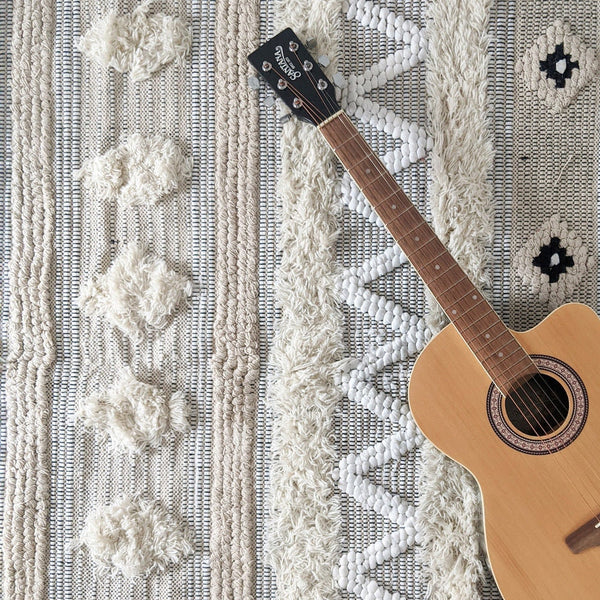 Grey White Handwoven Rug | Handwoven Rug | ROYAL COTTAGE