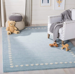 Teal Blue Polka Dot Wool Rug