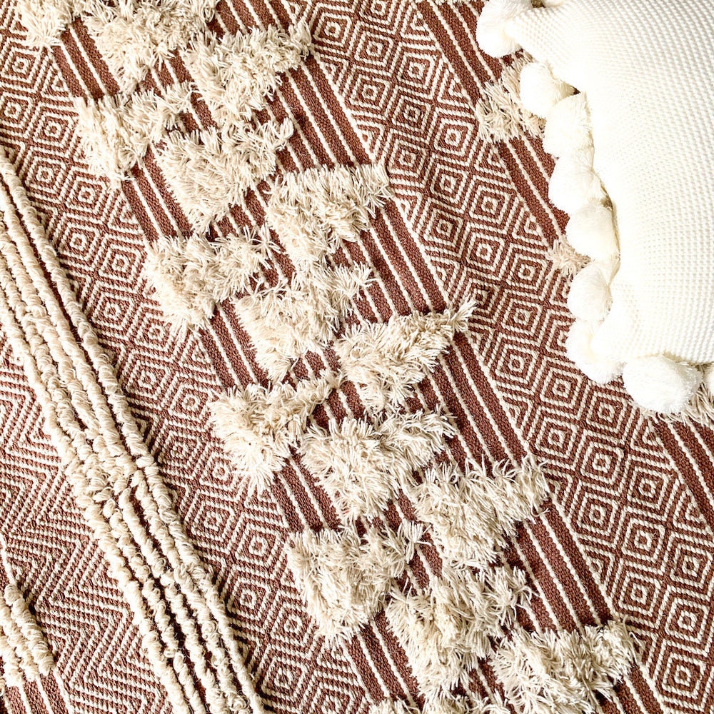Brown & Beige Handwoven Rugs | Boho Handwoven Rugs | ROYAL COTTAGE