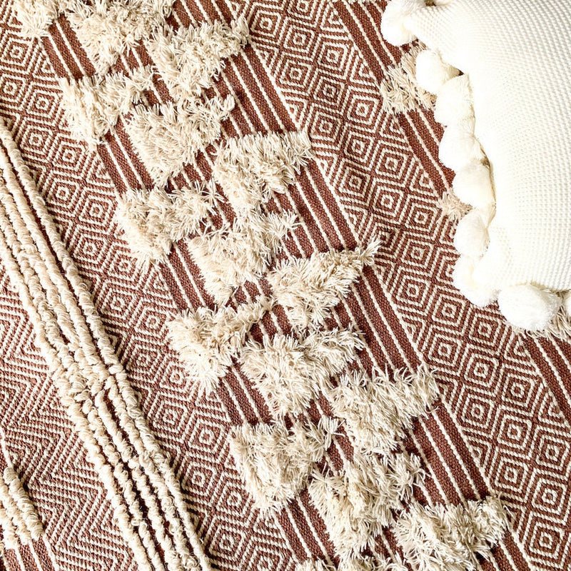 Brown & Beige Handwoven Rugs | Boho Handwoven Rugs | ROYAL COTTAGE