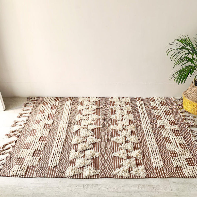 Brown & Beige Handwoven Rugs | Boho Handwoven Rugs | ROYAL COTTAGE