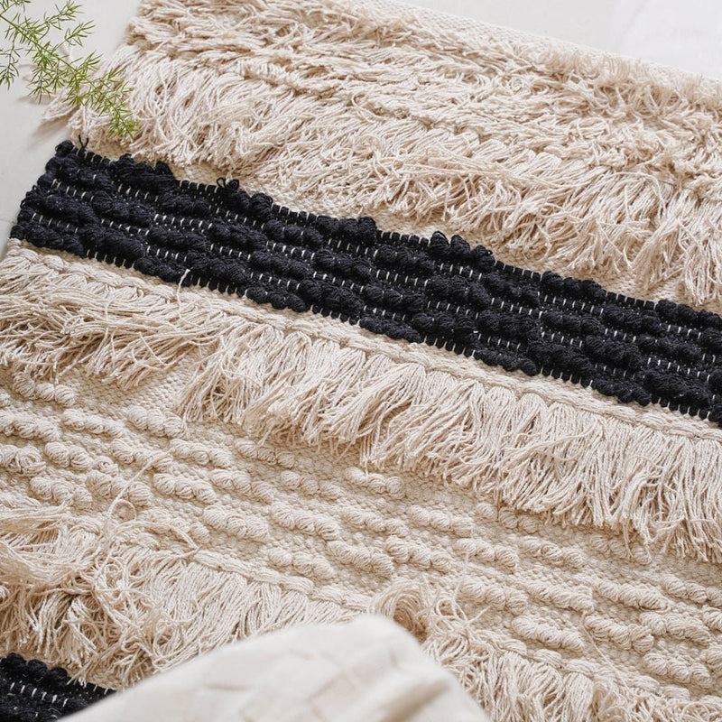 Boho Bliss Beige & Black Handwoven Rug