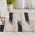 Beige & Black Handwoven Rug | Boho Handwoven Rug | ROYAL COTTAGE