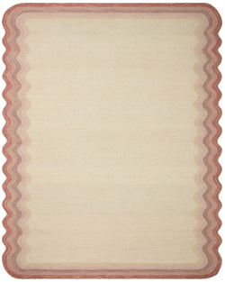 Ivory Rose Red Hand-Tufted Wool Area Rug