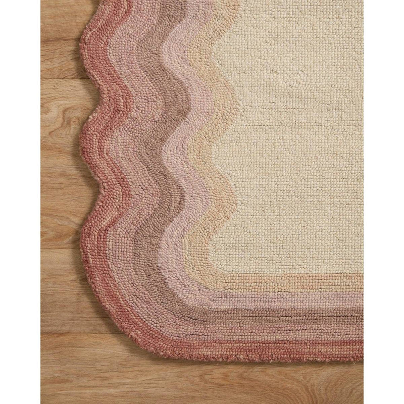 Ivory Rose Red Hand-Tufted Wool Area Rug