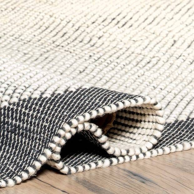 White & Black Handmade Flat Woven Rug