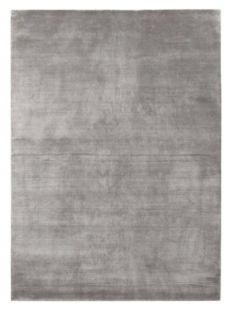 Solid Grey Hand-Tufted Viscose Area Rug