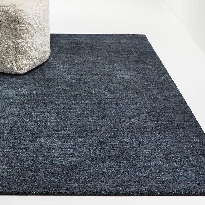 Luxury Indigo Blue Handmade Wool Rug