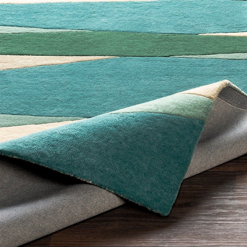 Luxury Teal Handmade Wool Rug