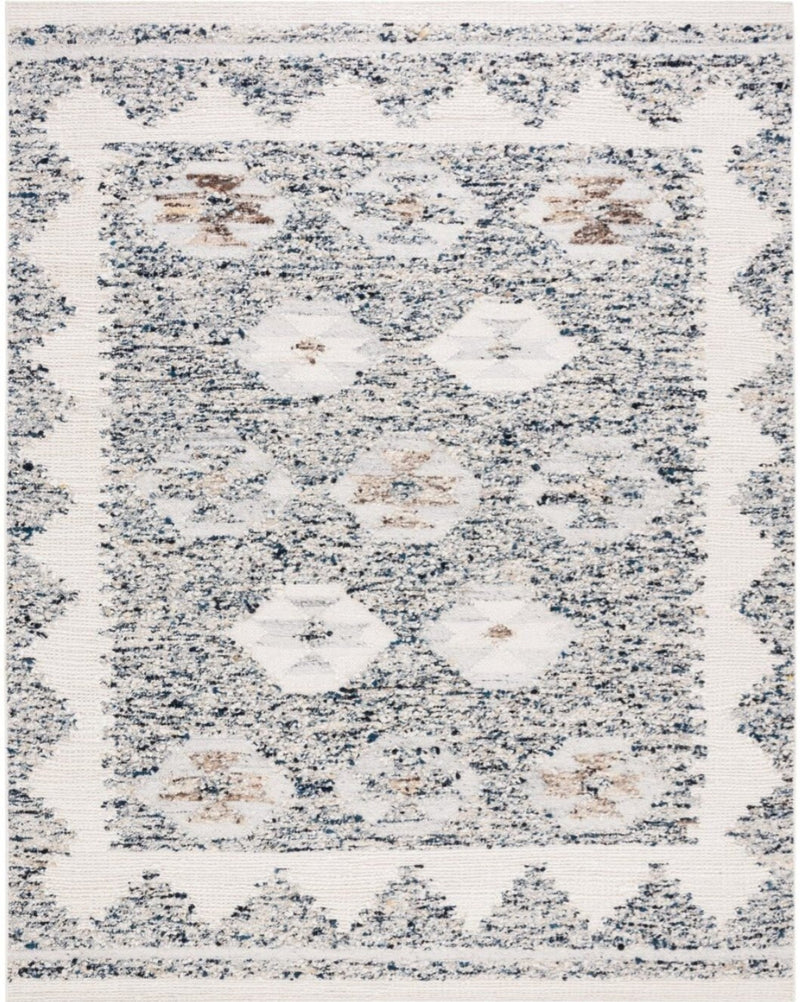 Ivory Blue Texture Hand Woven Rug