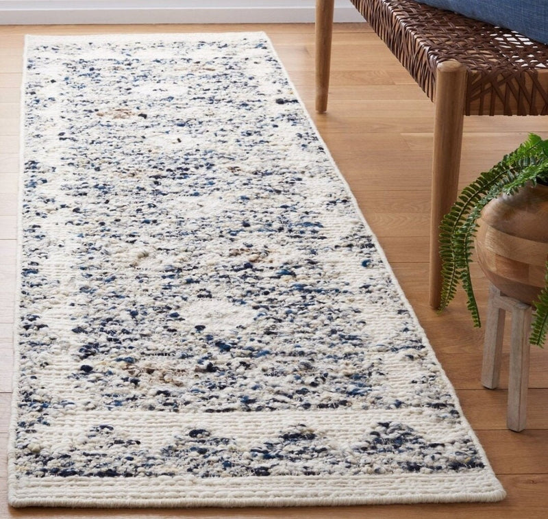 Ivory Blue Texture Hand Woven Rug