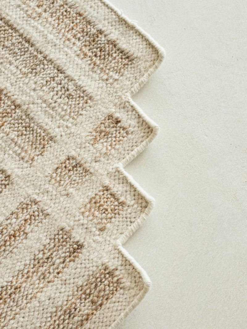 White Wool Natural Jute Hand Woven Rug