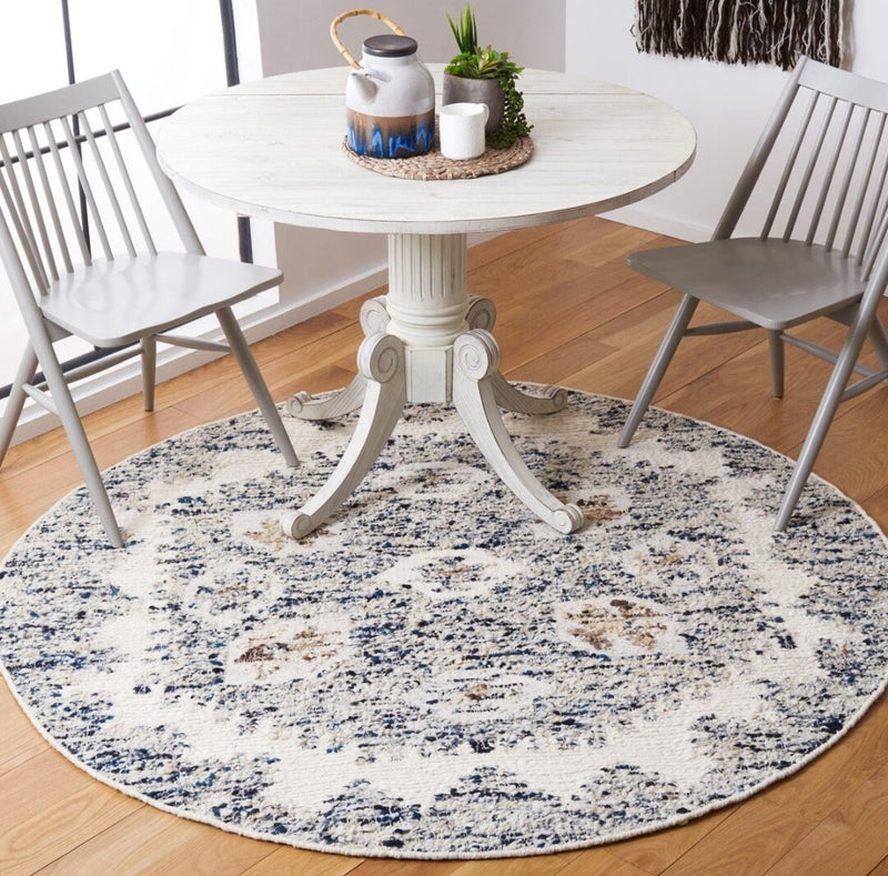 Ivory Blue Texture Hand Woven Rug