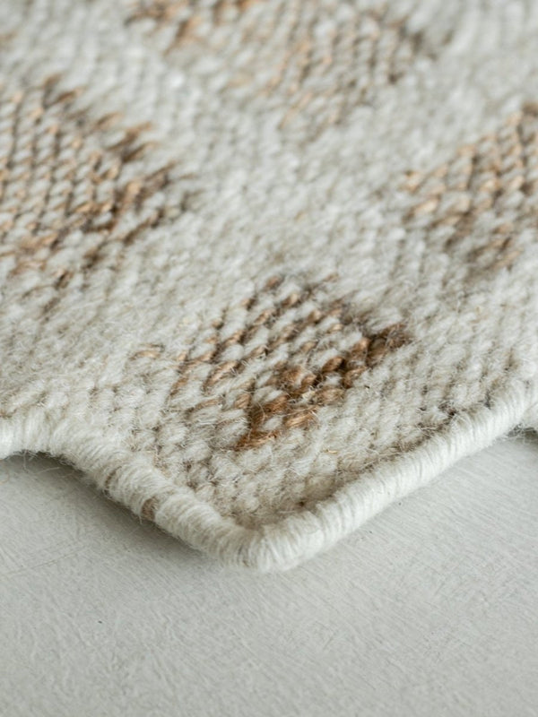 White Wool Natural Jute Hand Woven Rug