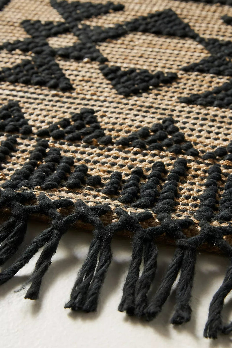 Black Camel Jute Rug | Hand-Woven Jute Rug | ROYAL COTTAGE