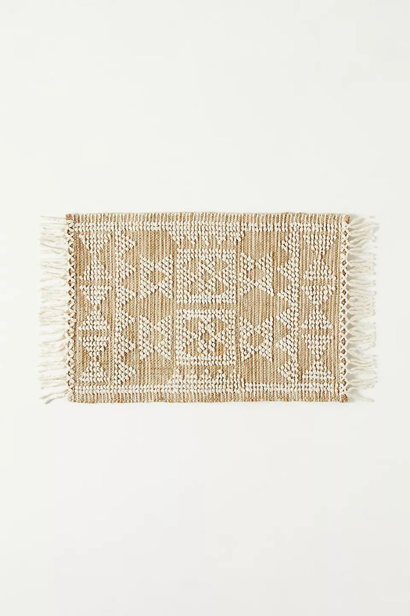 White Natural Jute Hand Woven Rug 