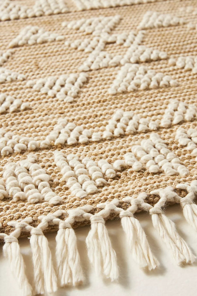 White Natural Jute Hand Woven Rug 