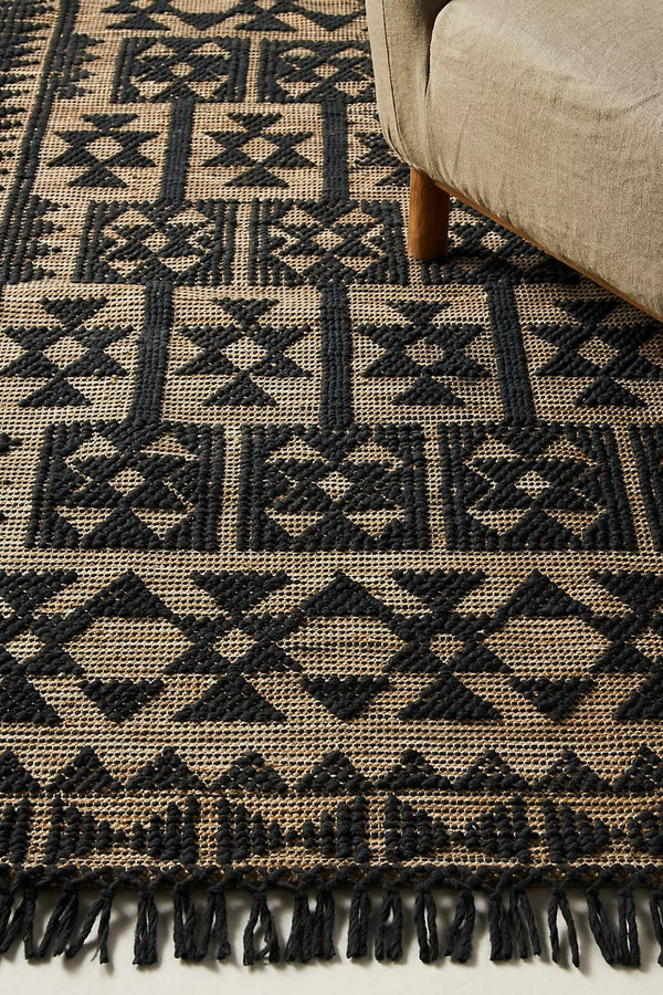 Black Camel Jute Rug | Hand-Woven Jute Rug | ROYAL COTTAGE