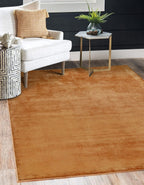 Solid Copper Hand-Loom viscose Area Rug