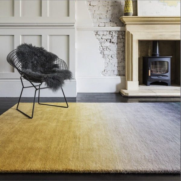 Wool Ombre Rug | Living Room Rug  | Charcoal Mustered Color Rug | Luxury Area rug